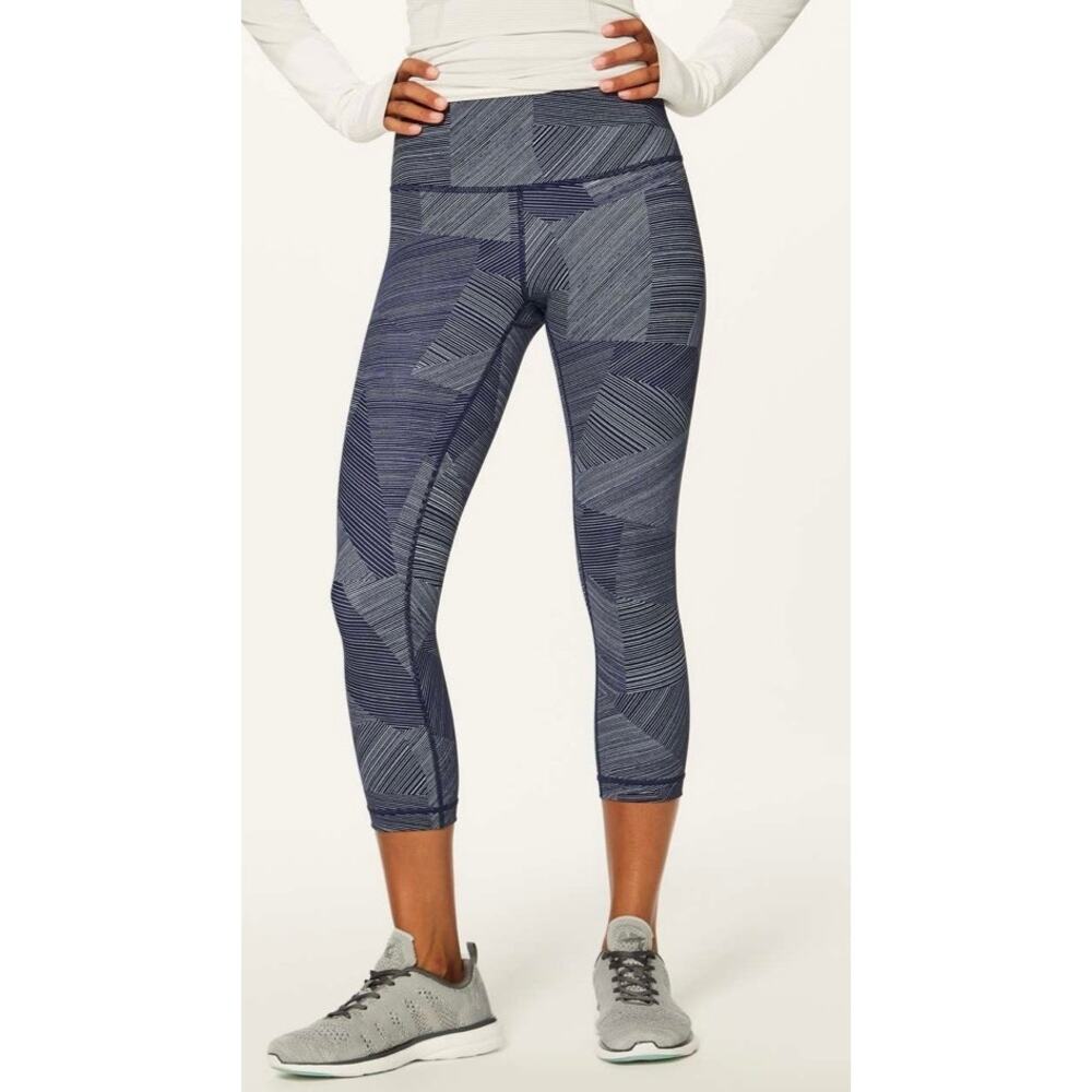 Lululemon Hi-Rise Wunder Under Crop Full On Luxtreme 8 Etch Hail Midnight Navy
